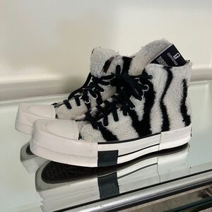 DRK SHDW Rick Owens for Converse All-Star high top furry zebra print sneaker